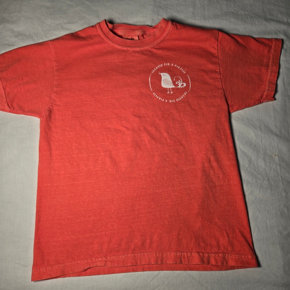 Comfort Colors Kids Youth L Psalm 139:14 Bible Verse T-Shirt Coral Orange Bird